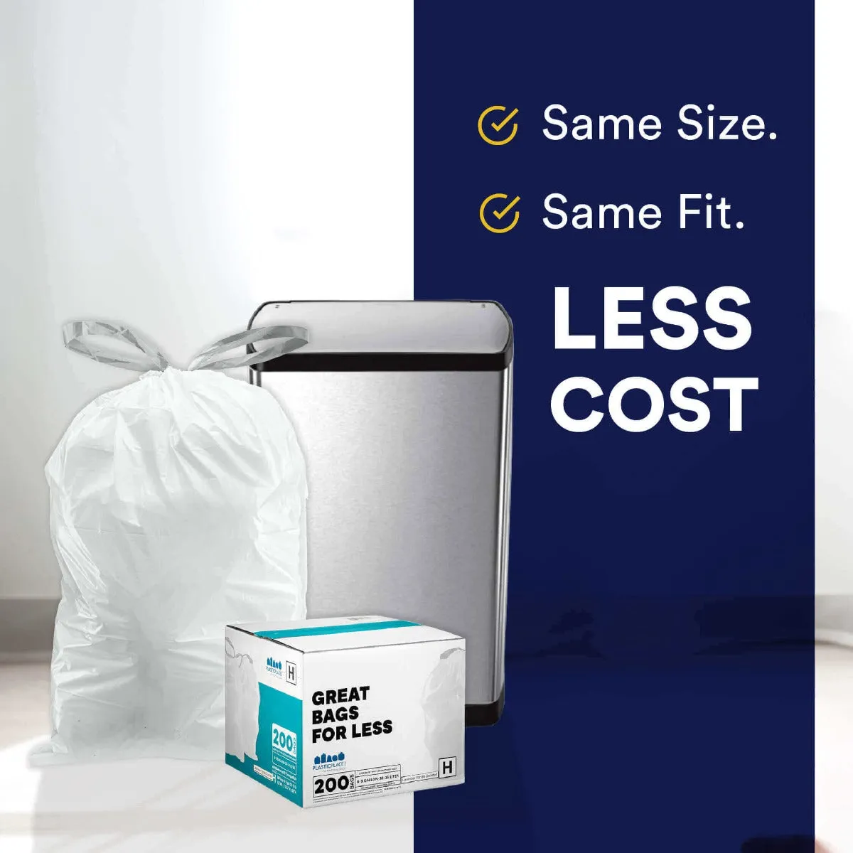 Simplehuman®* Compatible Blue Trash Bags - Code V - 4.2-4.8 Gallon - 100/Case