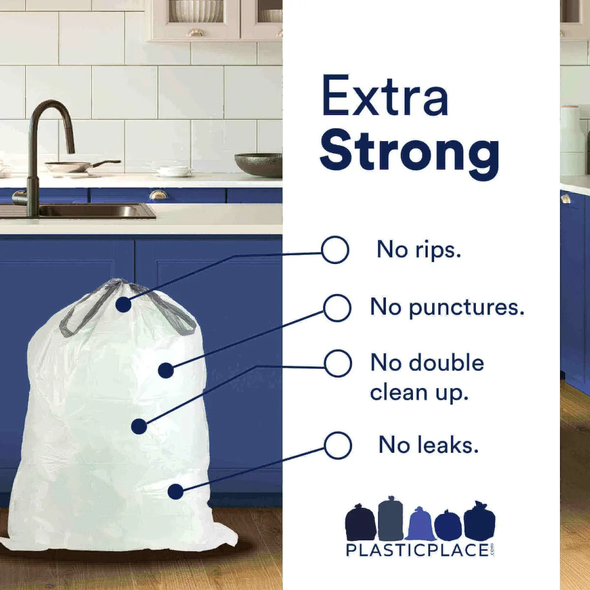 Simplehuman®* Compatible Blue Trash Bags - Code V - 4.2-4.8 Gallon - 100/Case