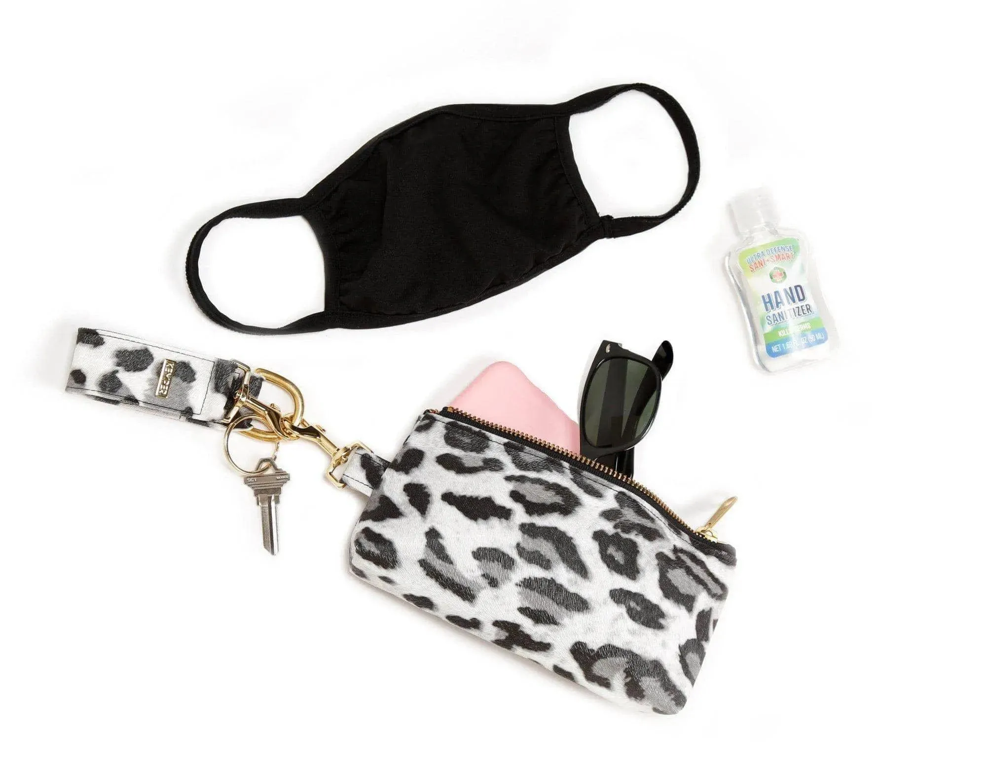 Snow Leopard Vegan Leather 2-Piece Wristlet Set