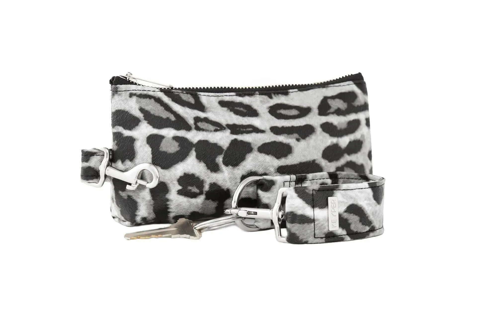 Snow Leopard Vegan Leather 2-Piece Wristlet Set