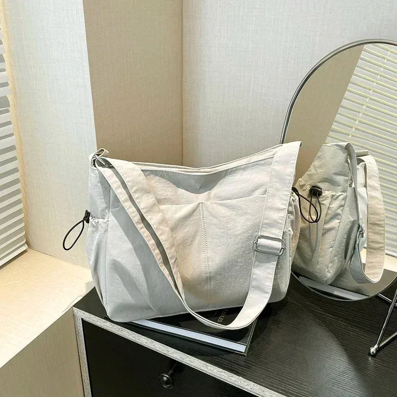 Sohiwoo Nylon Solid Zipper Large Capacity Crossbody Bag 2025 High Quality Trendy Casual Shoulder Bag Soft Versatile Popular Handbag