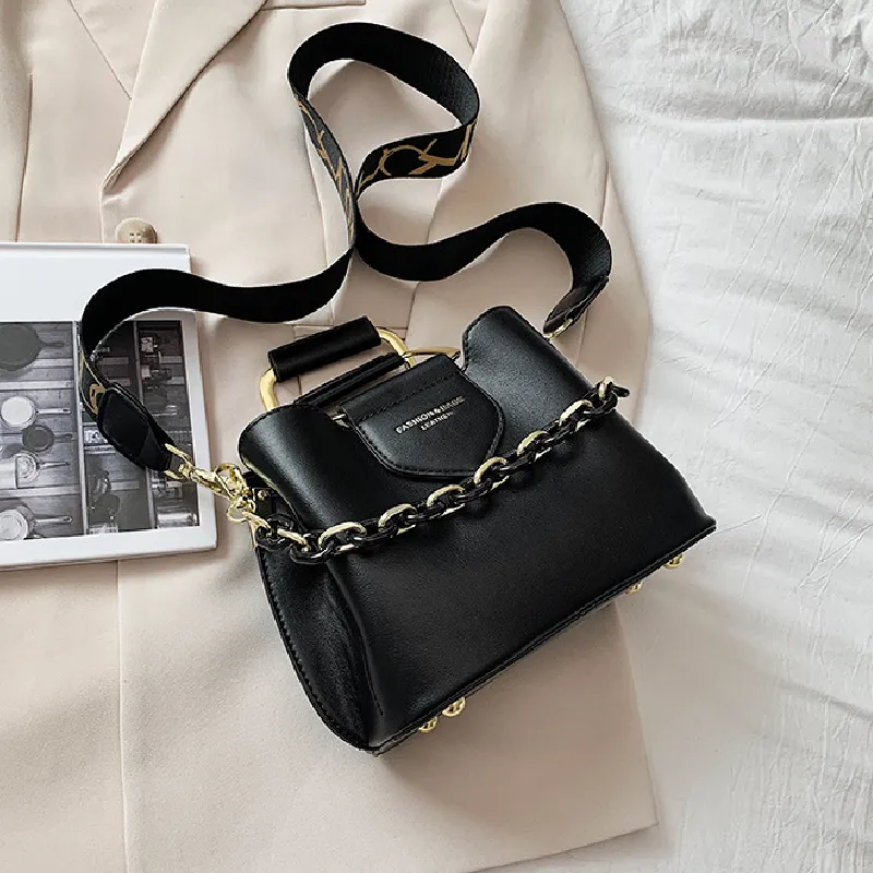 Sohiwoo Retro Square Crossbody Satchel Bag Classic Solid Color Handbag Versatile Shoulder Bag