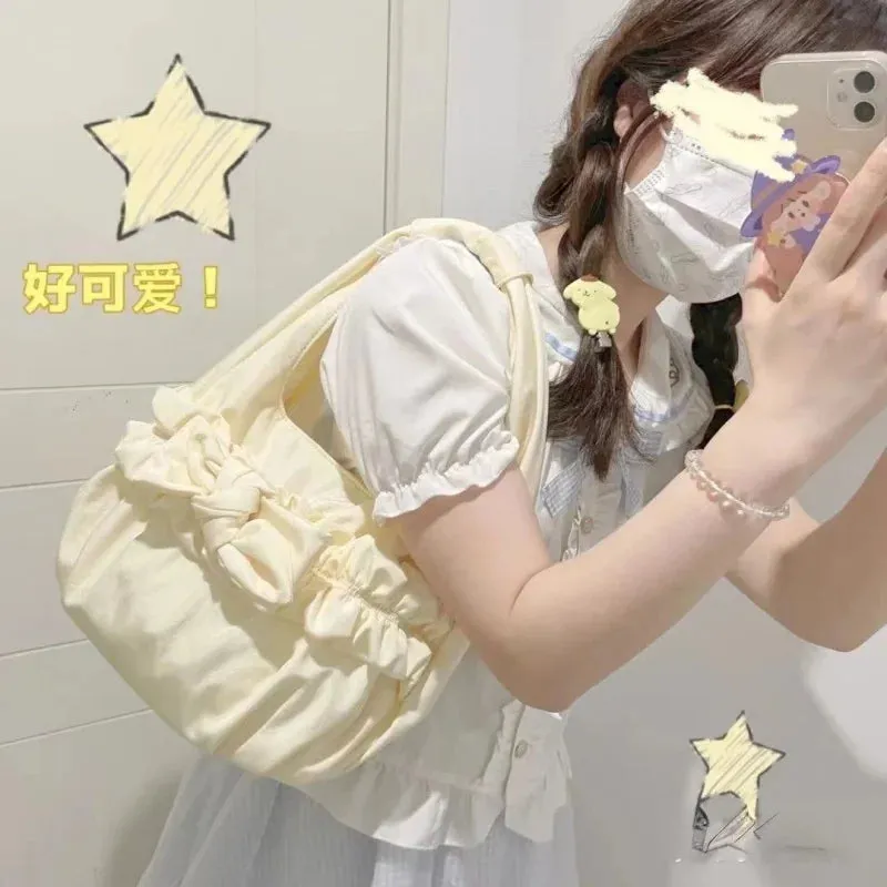 TAVIMART  -  Korean Sweet Bow Pleated Lolita Spring Summer Fashion Handbag  Women Shoulder Bag All Match