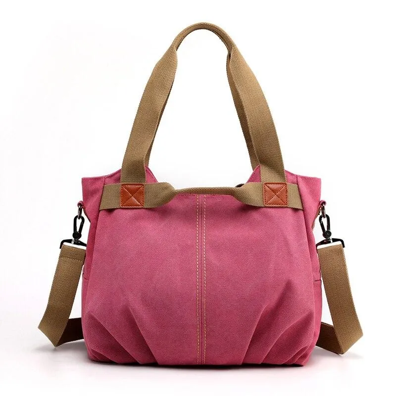 Trendy Casual Ladies' Zippered Canvas Shoulder Bags