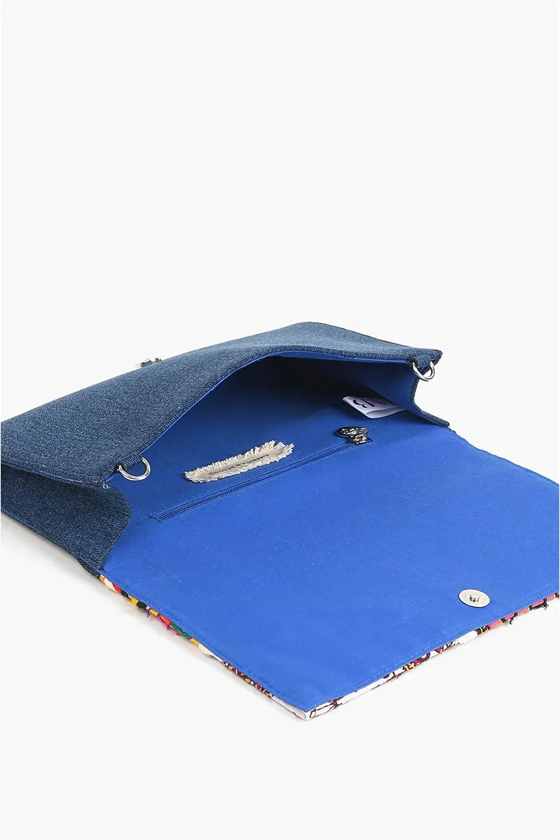 Watch Over Me Evil Eye Denim Clutch