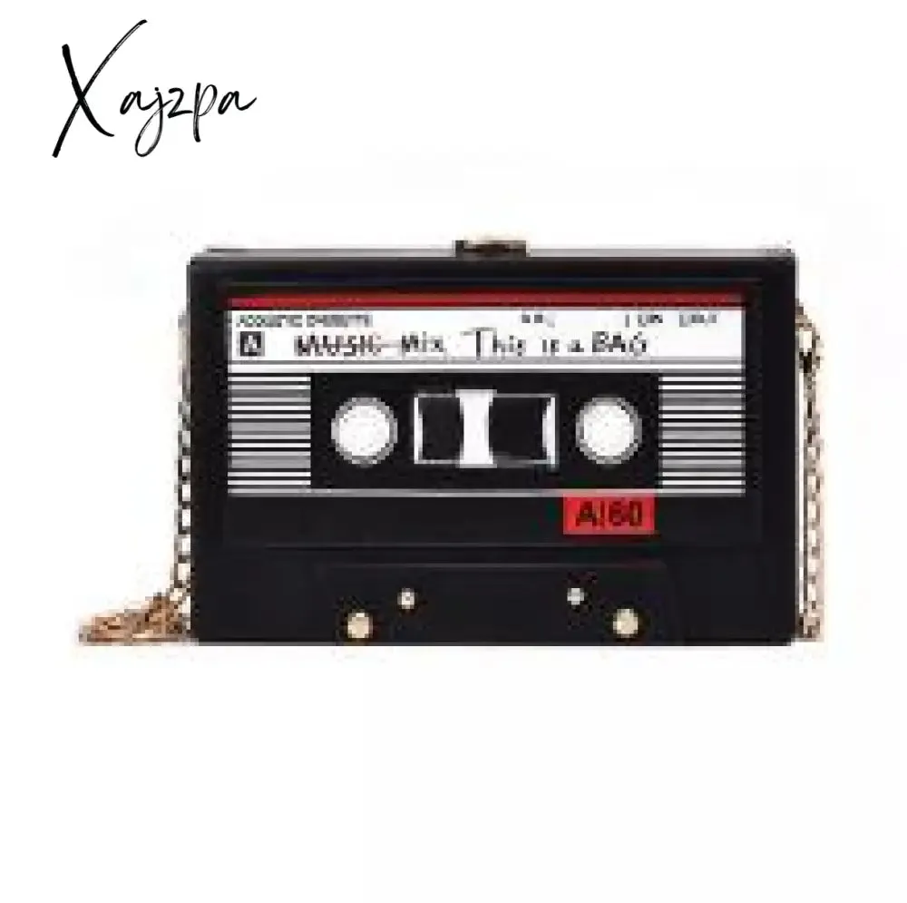 Xajzpa - Women Shoulder Bag New Tape Recorder Women's Bags Cute Funny Cartoon PU Leather Chain Crossbody Bag Female Day Clutches Bag C172