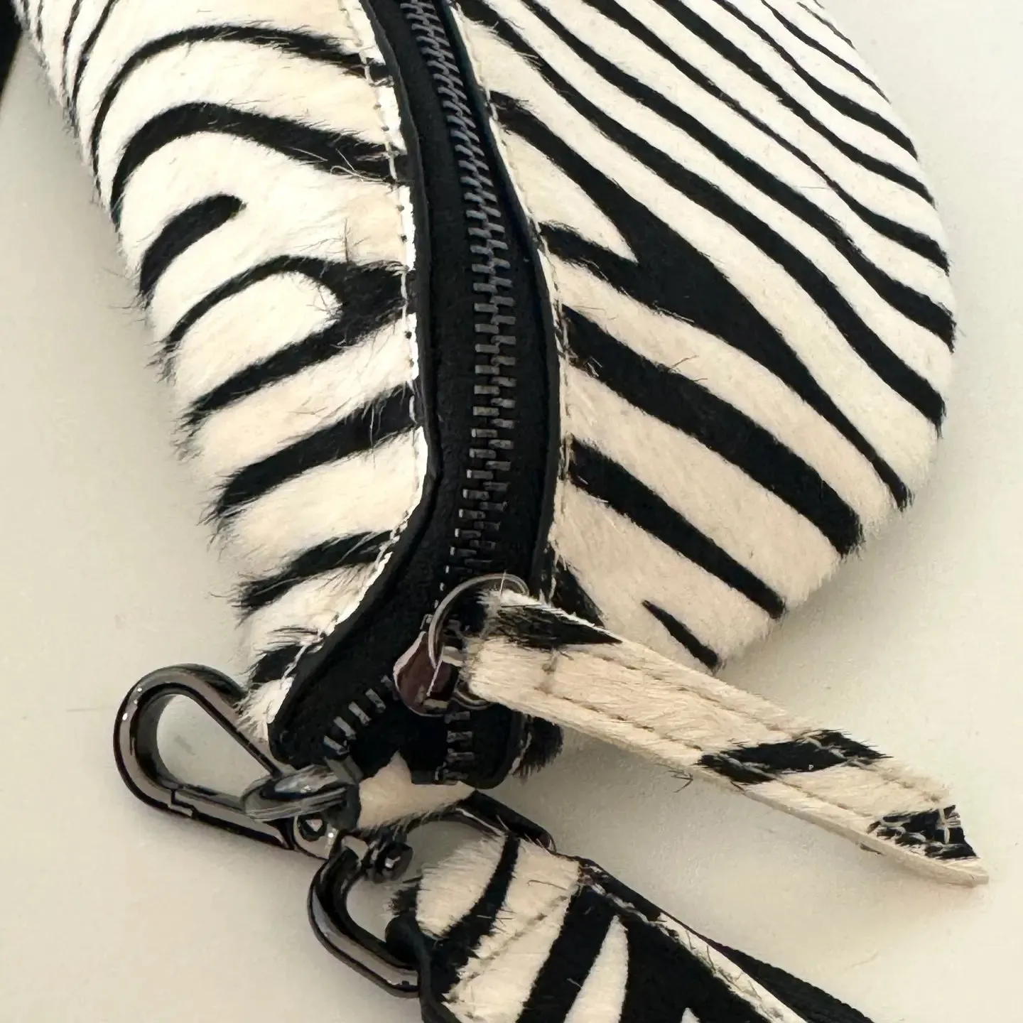 Zebra Print Hair On Hide Leather Crossbody